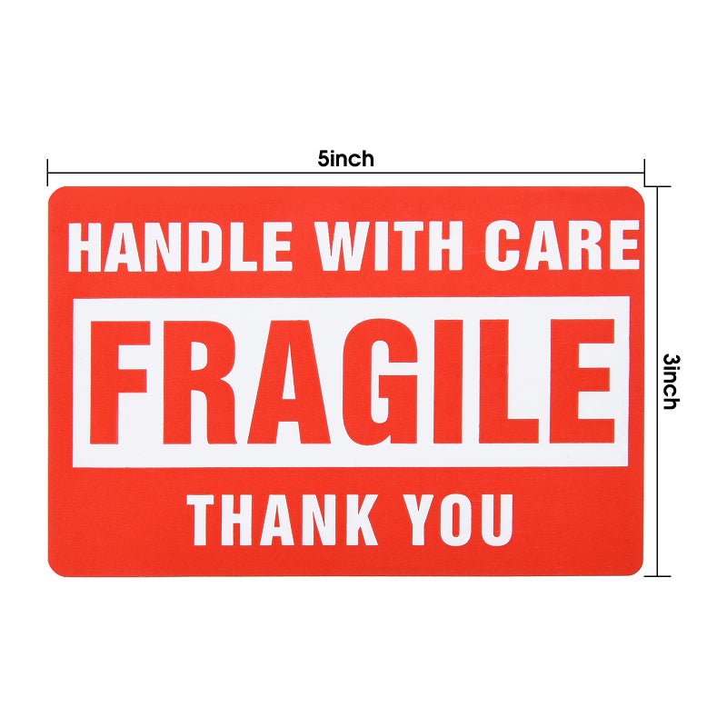 Pacific Mailer 1 Roll 3"x5" Fragile Stickers Handle with Care Warning Packing Shipping Label with Self Adhesive [500 Labels Per Roll] - Image 2